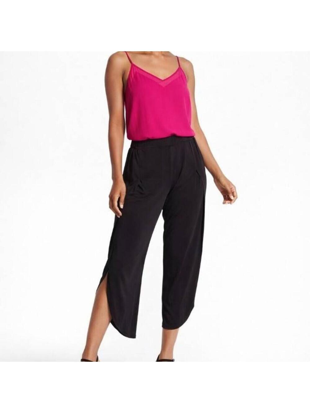 1.state black open leg envelope side relaxed wrap ankle pants soft comfy small